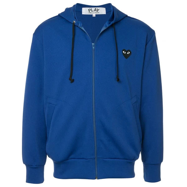 Veste CDG Bleu à capuche HOMME (coeur dorsal)